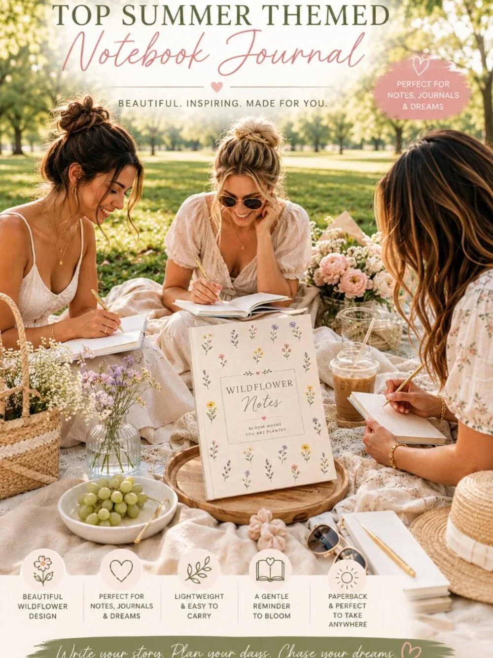 NWT Wildflower Themed Paperback Notebook